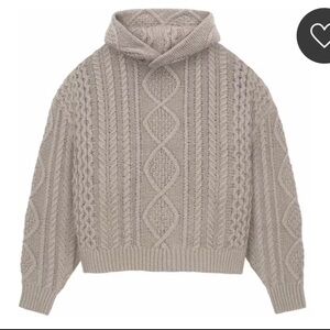 New with tag - Fear of God Essentials Taupe Cable Knit Hooded Sweater